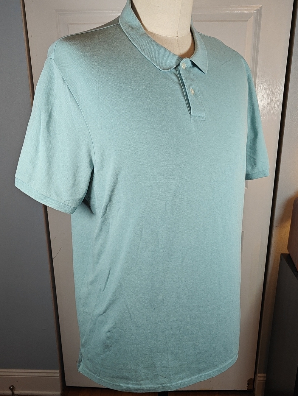 Old Navy Men Teal Green Cotton Short Sleeve Polo Shirt XXL